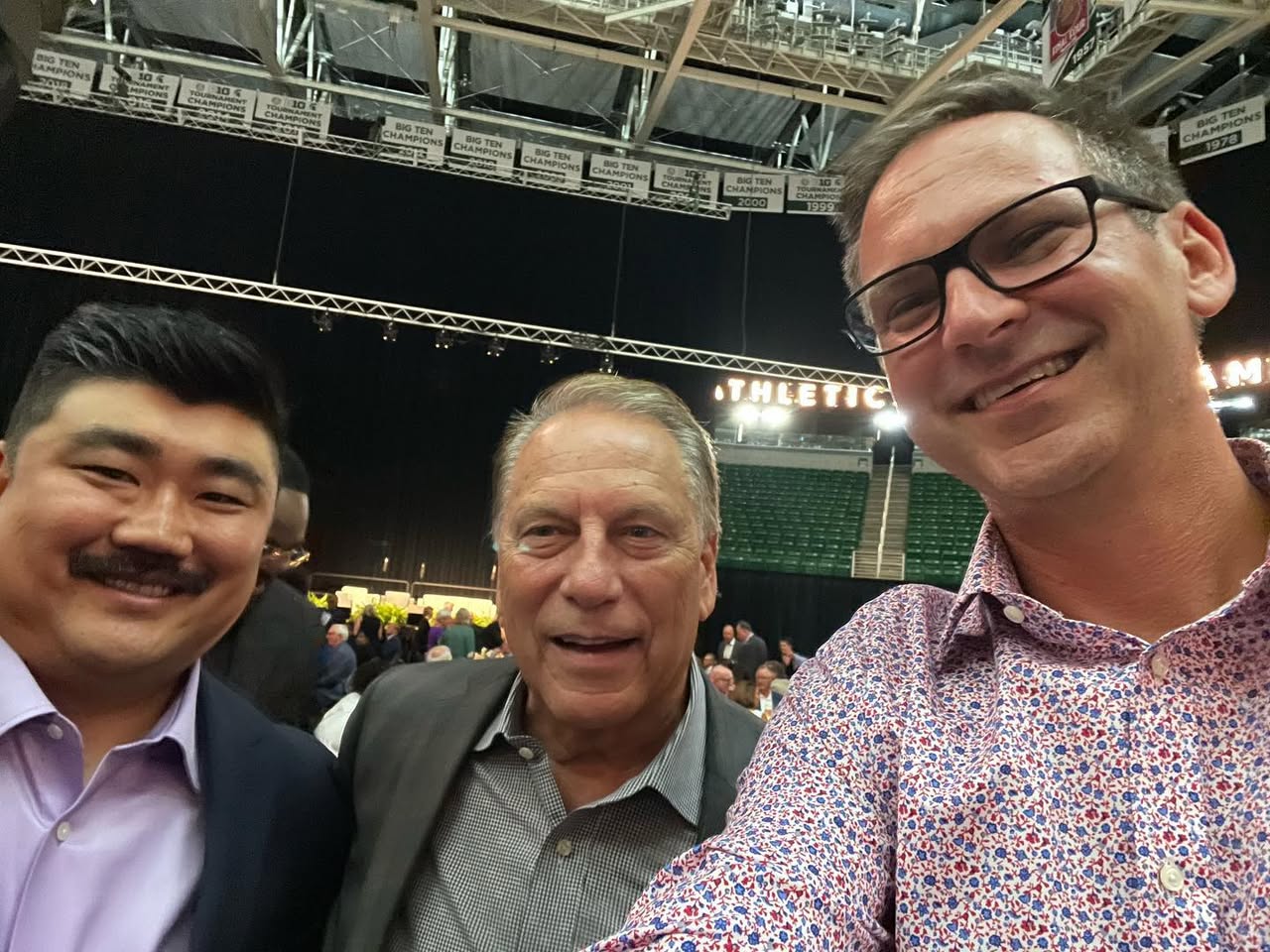 Travis Stoliker with Coach Tom Izzo at MSU Breslin Center