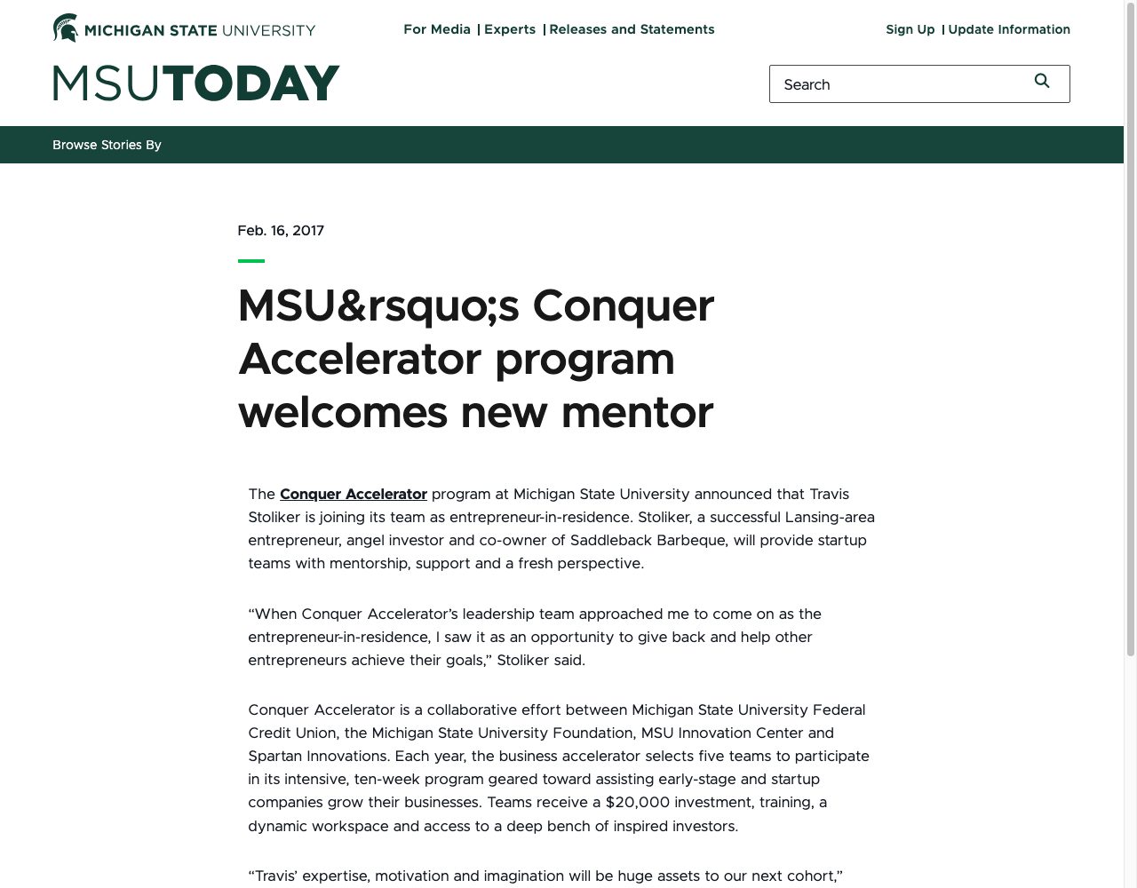 Travis Stoliker MSU Venture Summit TED-style talk 2022