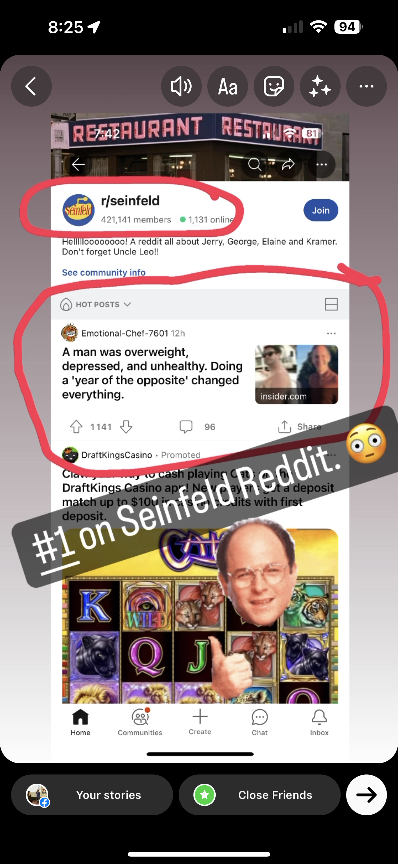 Travis Stoliker's Business Insider article goes #1 on r/Seinfeld Reddit — 1,141 upvotes — Year of the Opposite inspired by Seinfeld's The Opposite episode goes viral on the Seinfeld subreddit