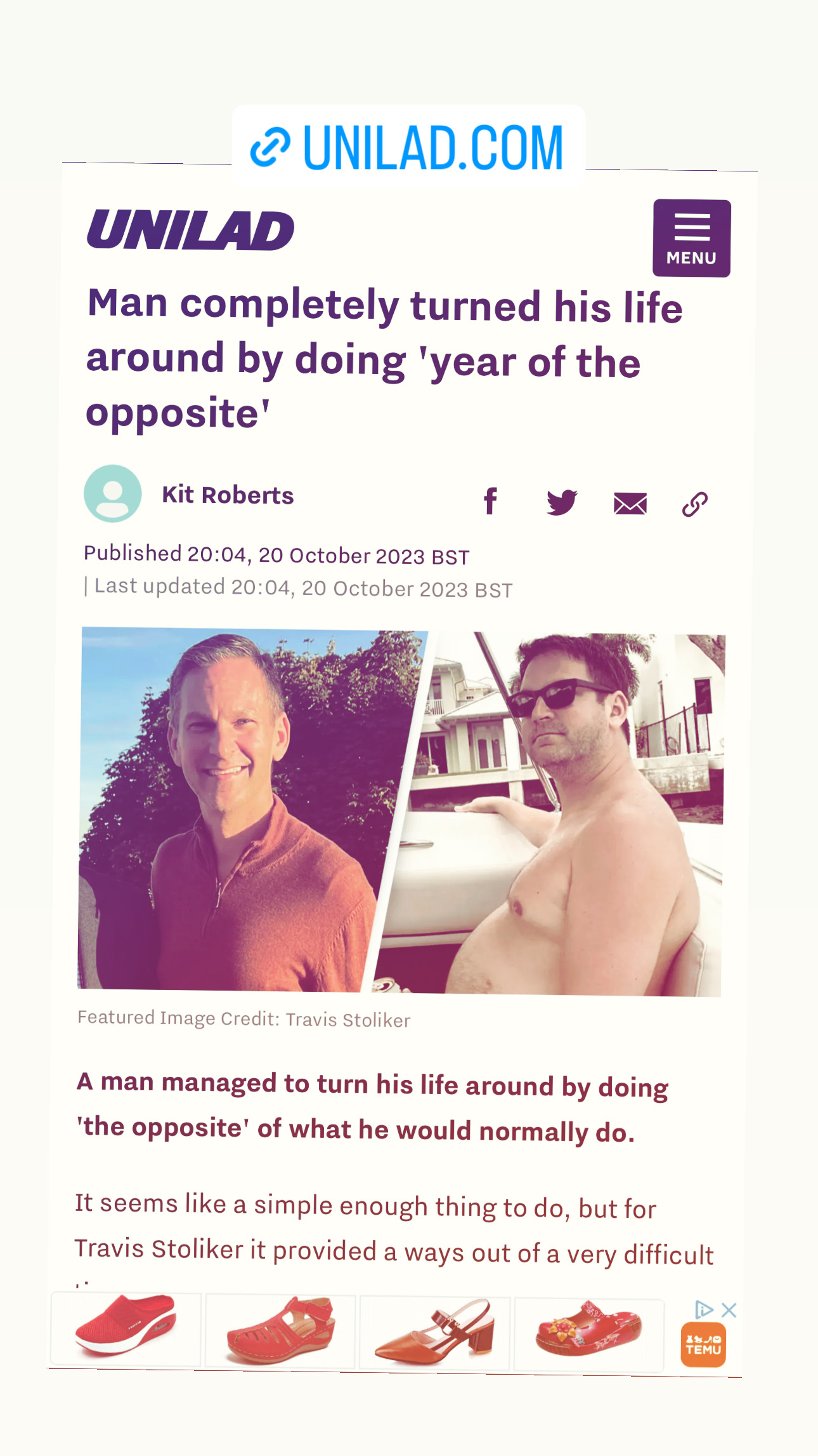 UNILAD — Man completely turned his life around by doing year of the opposite — October 20, 2023